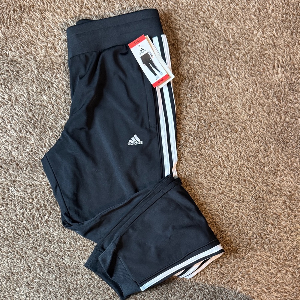 Adidas Women’s Black Joggers with White Stripes